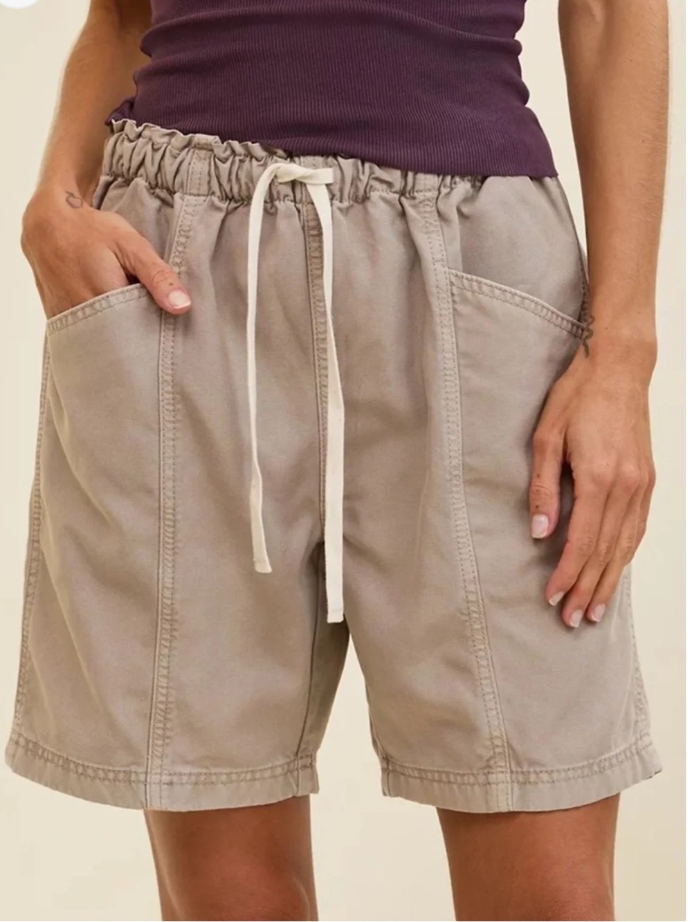 aerie Tan Drawstring Shorts